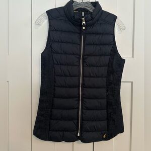 Joules Black Quilted Whitlow Padded Gilet Puffer Vest with Gold detail Size 4